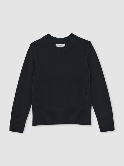 13-14 yrs Wool-Blend Open-Stitch Jumper with Cashmere Navy | Children & Baby