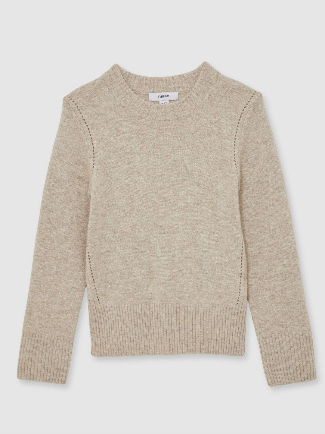 13-14 yrs Wool-Blend Open-Stitch Jumper with Cashmere Oatmeal | Children & Baby