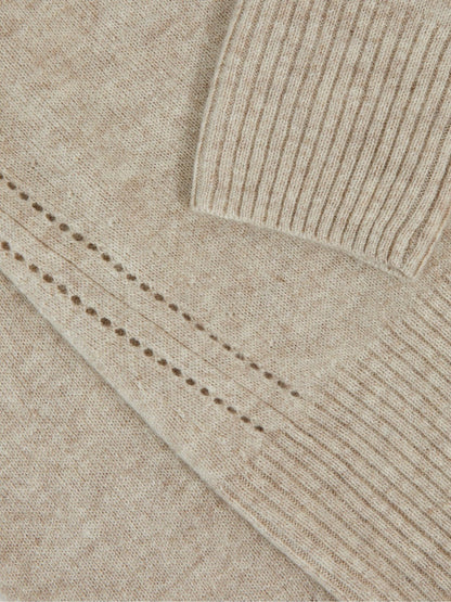 13-14 yrs Wool-Blend Open-Stitch Jumper with Cashmere Oatmeal | Children & Baby