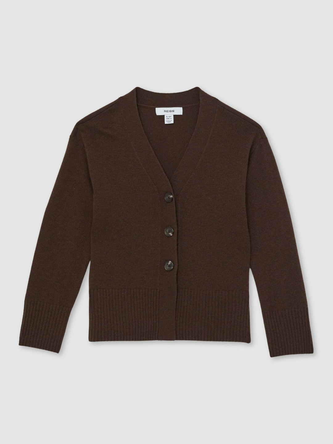 9-13 yrs Wool-Blend Fitted Cardigan With Cashmere Brown | Children & Baby