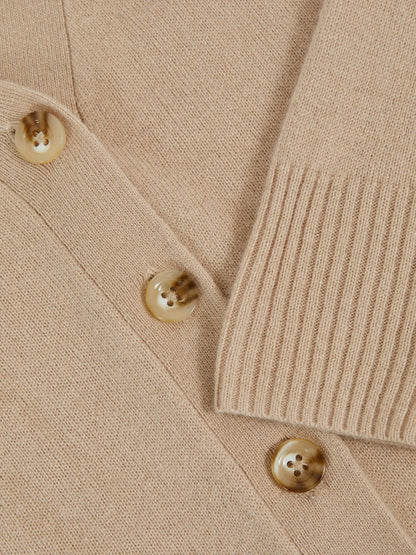 13-14 yrs Wool-Blend Fitted Cardigan With Cashmere Neutral | Children & Baby