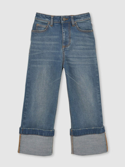 9-13 yrs Straight-Leg Turn-Up Jeans Blue | Children & Baby