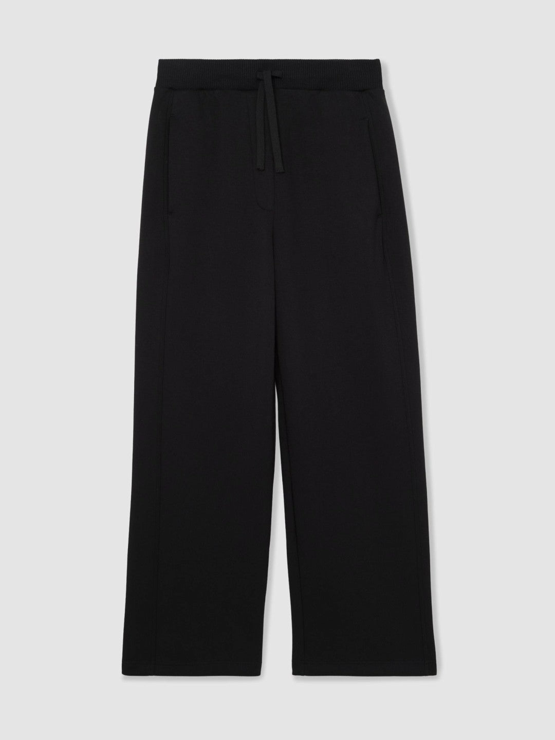 Petite Wide-Leg Interlock Drawstring Joggers Black | Women