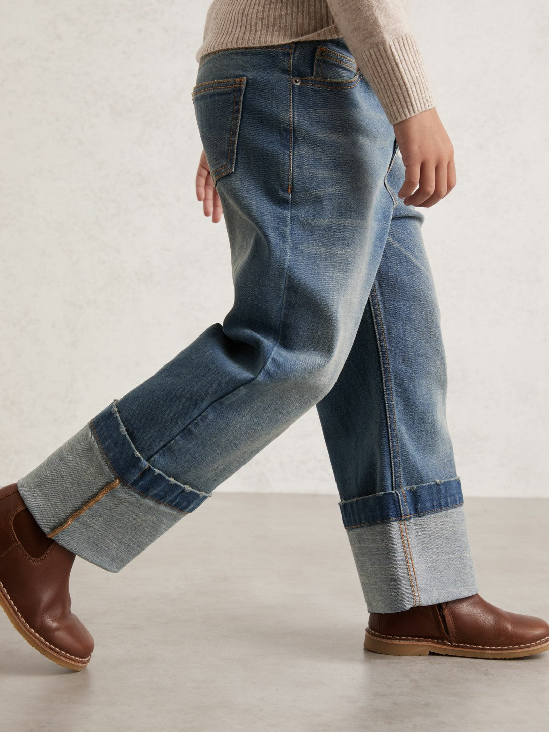 3-9 yrs Straight-Leg Turn-Up Jeans Blue | Children & Baby