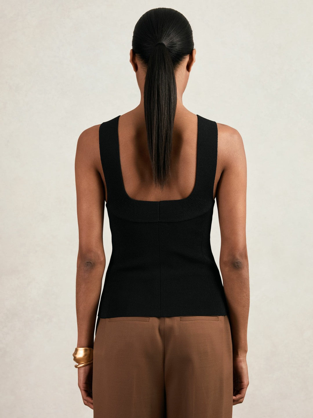 Low-Back Rib-Knit Vest Black | Women