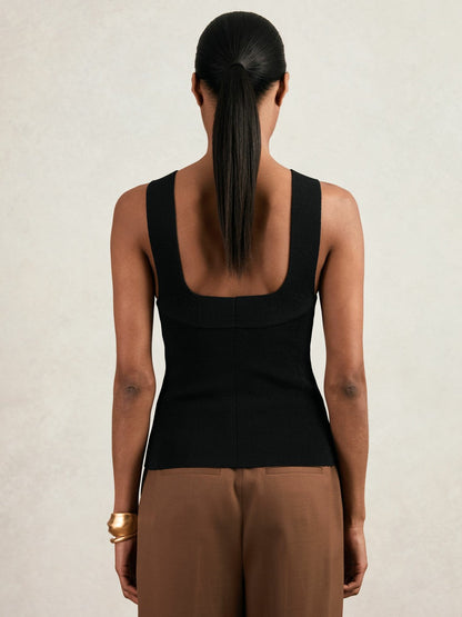 Low-Back Rib-Knit Vest Black | Women