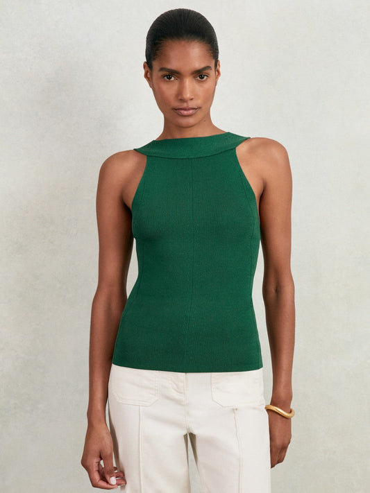Low-Back Rib-Knit Vest Green | Women
