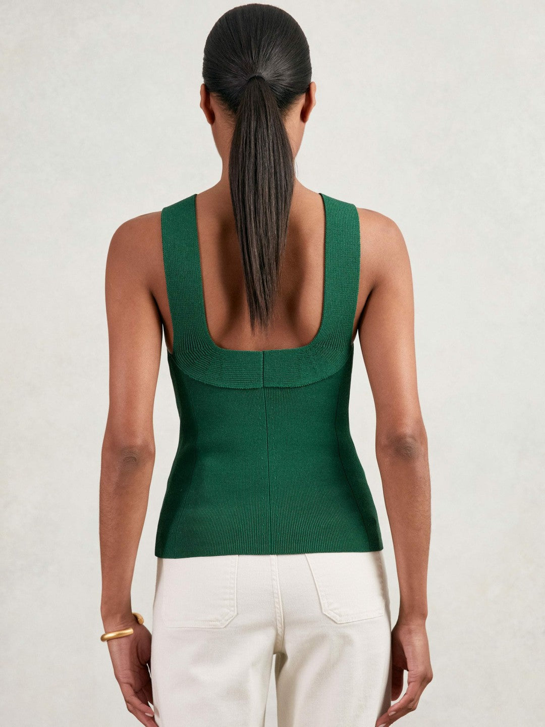 Low-Back Rib-Knit Vest Green | Women