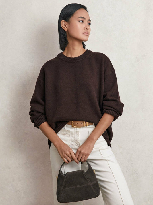 Wool-Cashmere Crew-Neck Jumper Plum | Women