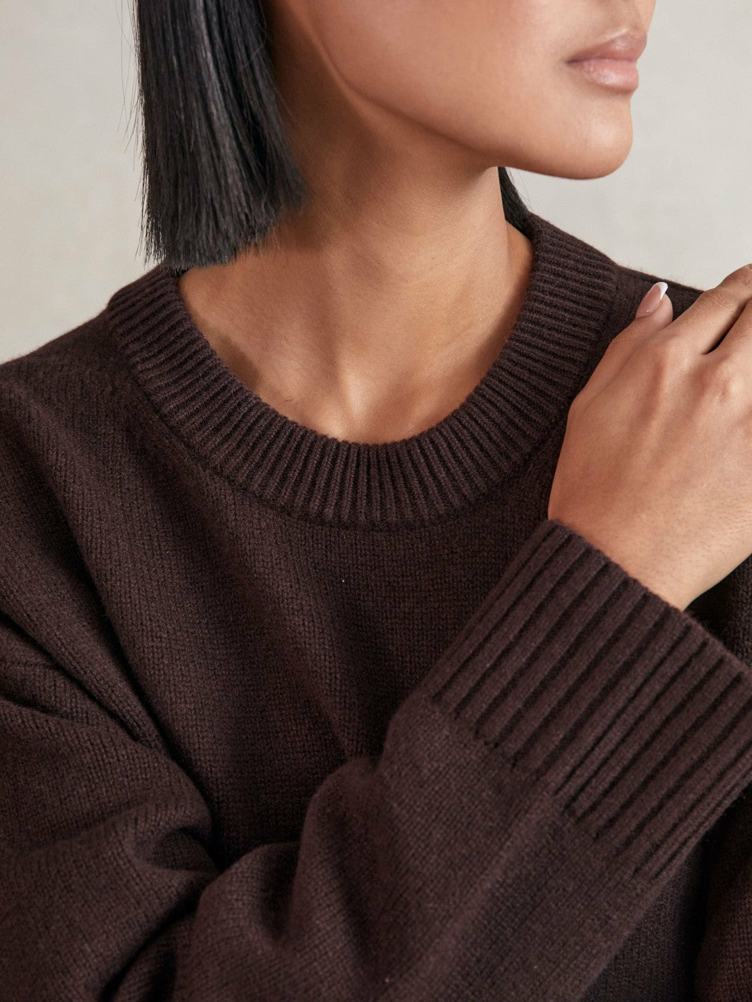 Wool-Cashmere Crew-Neck Jumper Plum | Women