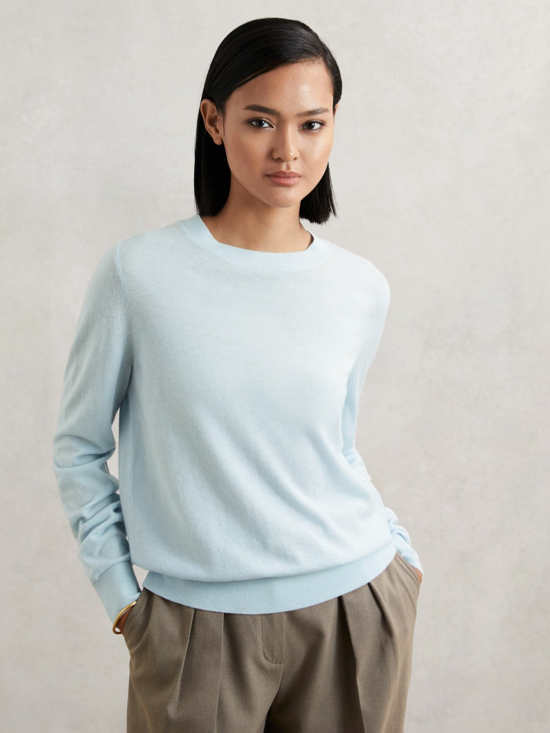 Merino Wool Crew-Neck Jumper Blue | Women