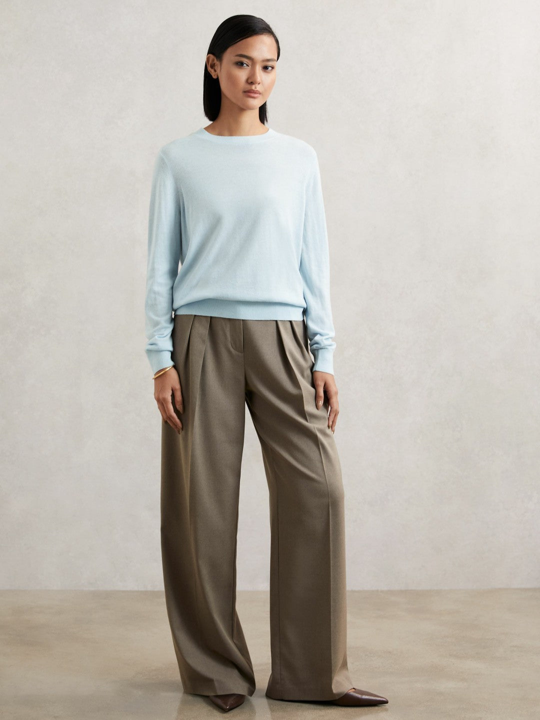 Merino Wool Crew-Neck Jumper Blue | Women