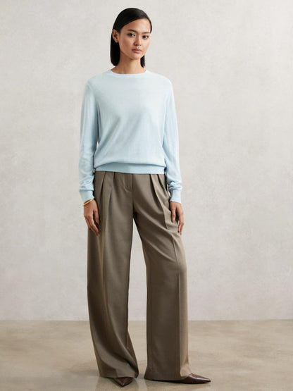 Merino Wool Crew-Neck Jumper Blue | Women