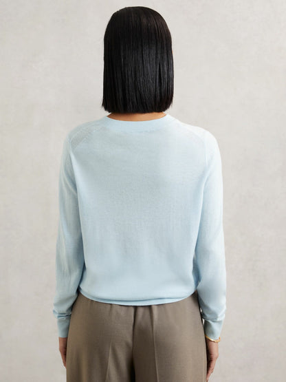 Merino Wool Crew-Neck Jumper Blue | Women