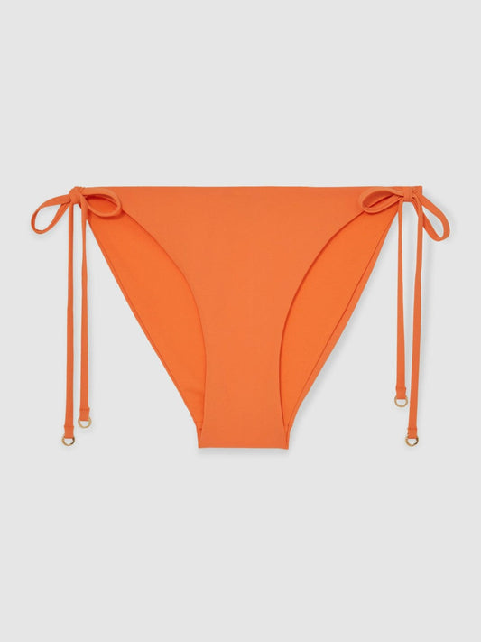 Side Tie Bikini Bottoms Coral Orange | Women