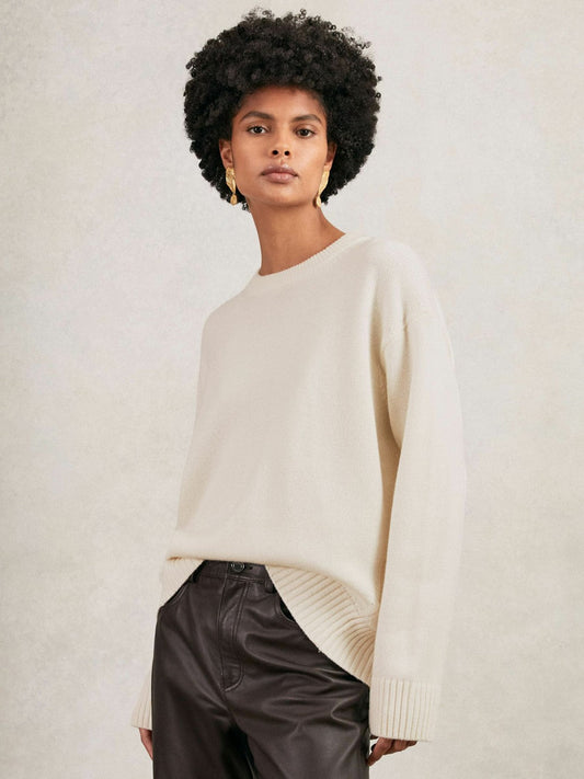 Wool-Cashmere Crew-Neck Jumper Cream | Women
