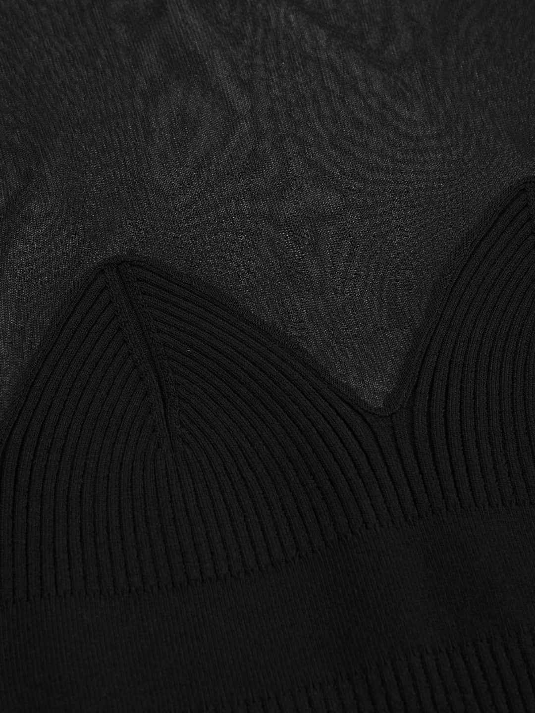 Mesh Knit Sweetheart Long-Sleeve Top Black | Women