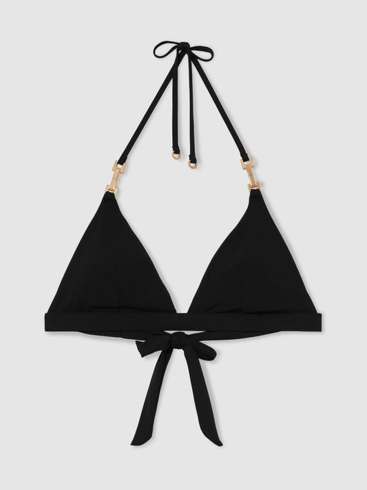 Triangle Halter Neck Bikini Top Black | Women