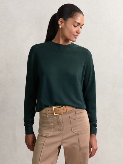 Merino Wool Crew-Neck Jumper Green | Women