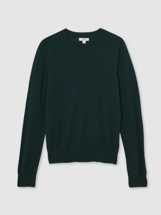 Merino Wool Crew-Neck Jumper Green | Women