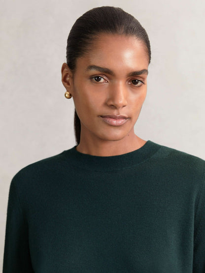 Merino Wool Crew-Neck Jumper Green | Women