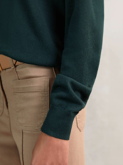 Merino Wool Crew-Neck Jumper Green | Women