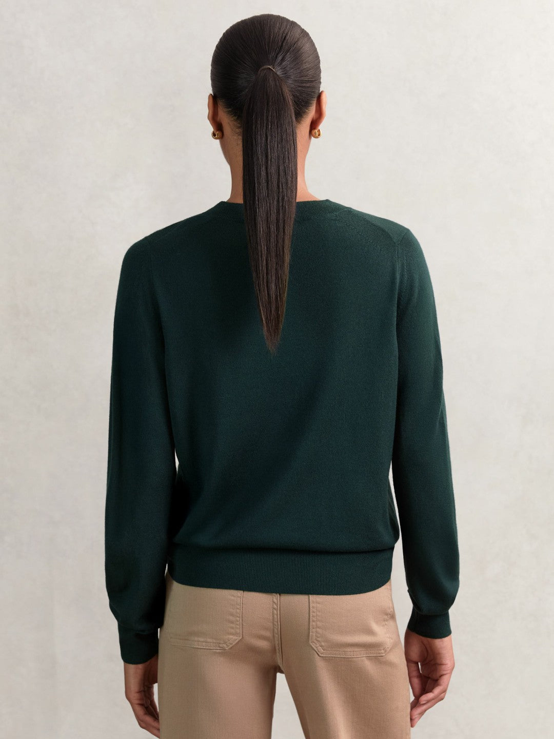 Merino Wool Crew-Neck Jumper Green | Women