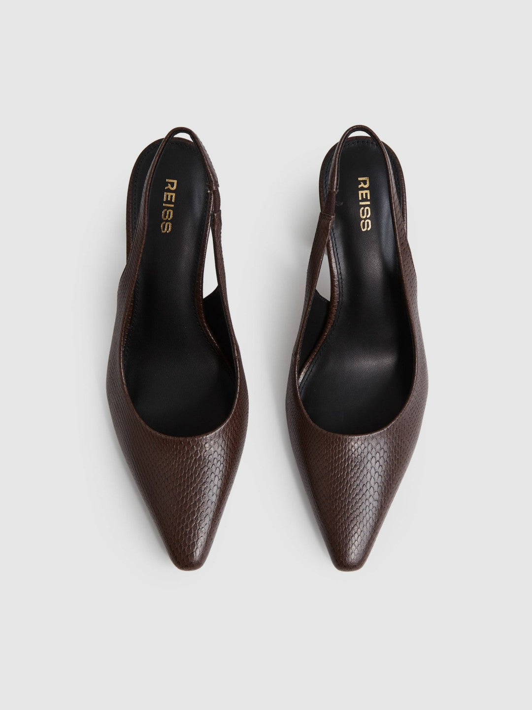 Leather Slingback Court Shoes Chocolate | Women