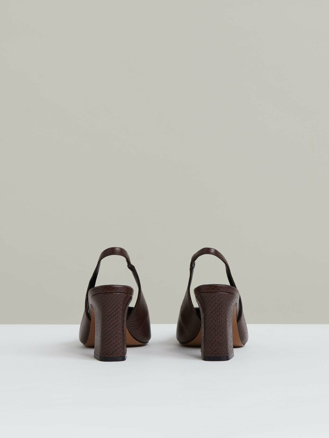 Leather Slingback Court Shoes Chocolate | Women