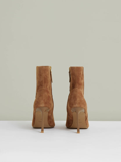 Suede High Heeled Ankle Boots Tan | Women