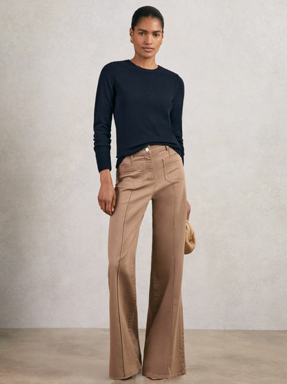 Wool-Blend Open-Stitch Jumper with Cashmere Navy | Women