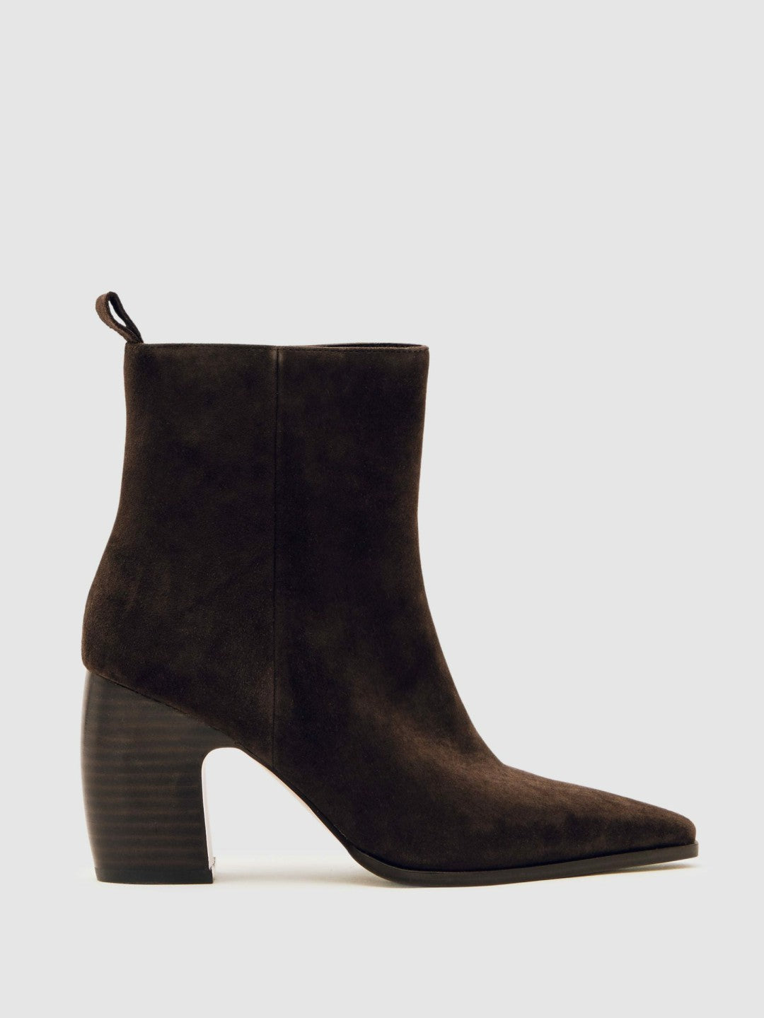 Suede Block-Heel Ankle Boots Chocolate | Women