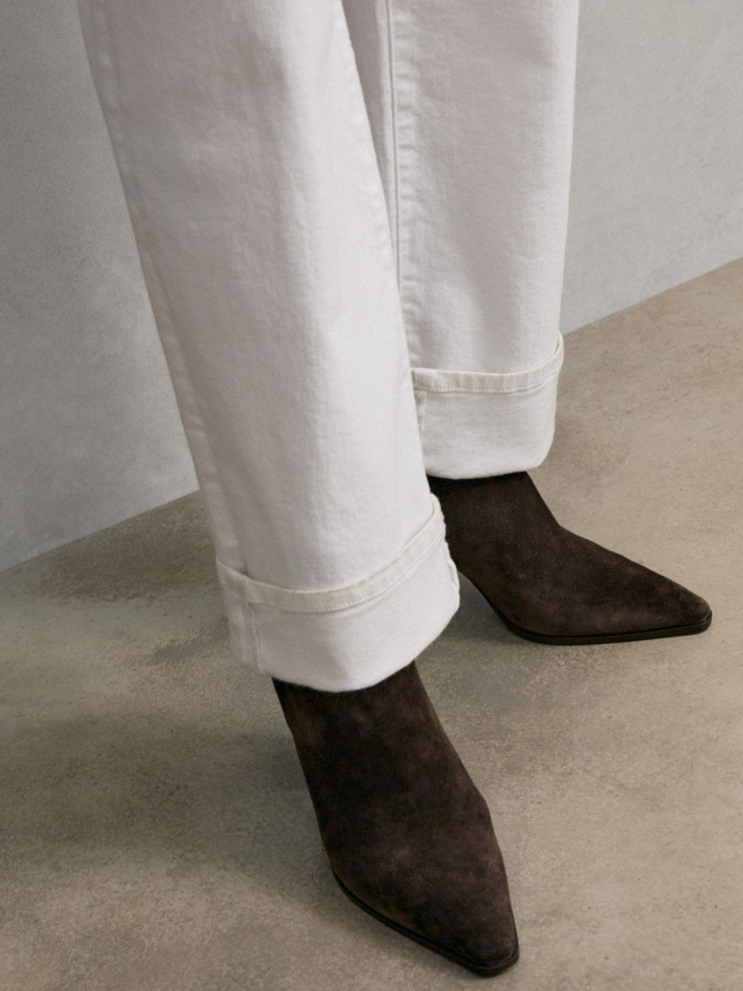 Suede Block-Heel Ankle Boots Chocolate | Women
