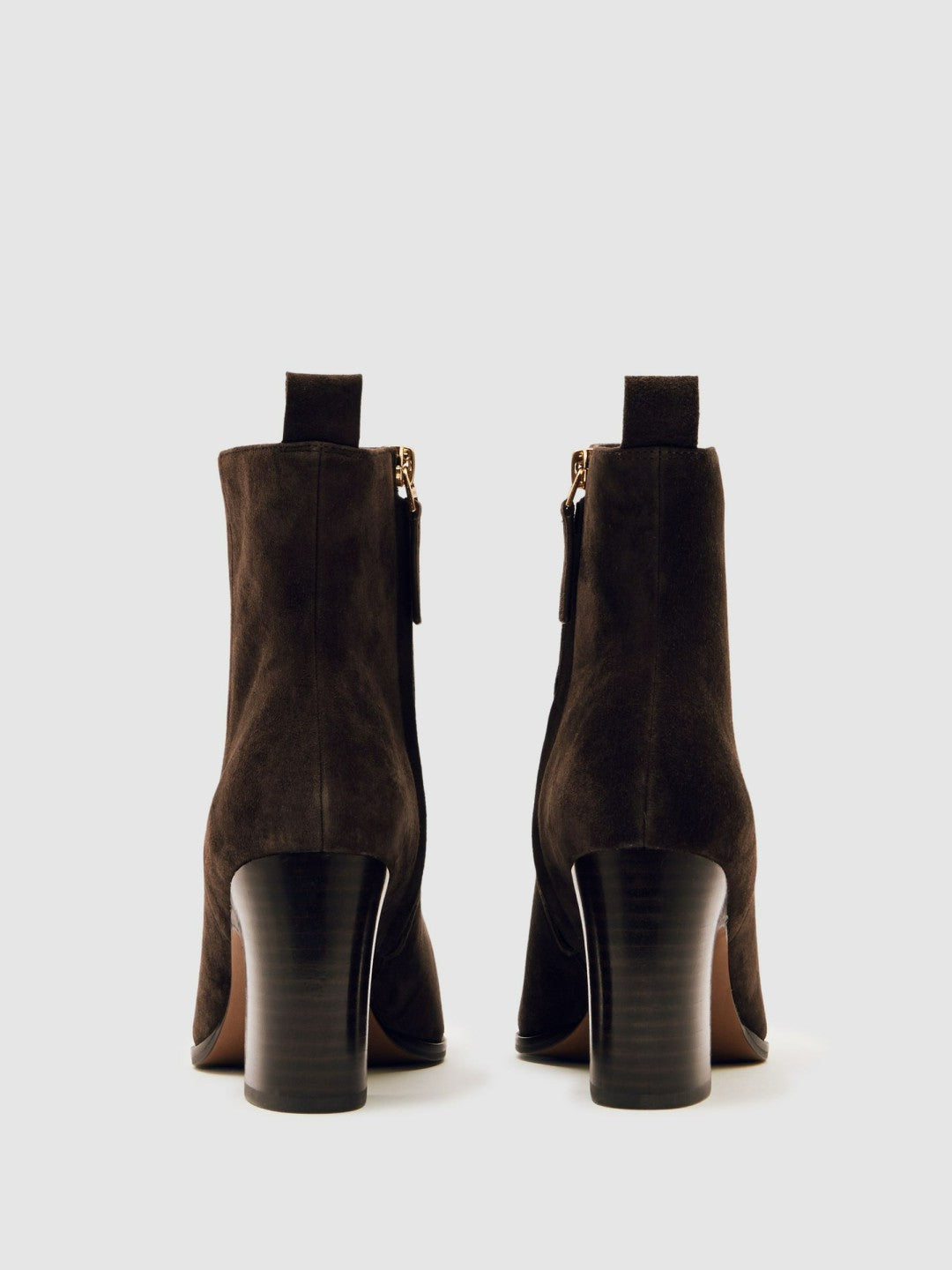Suede Block-Heel Ankle Boots Chocolate | Women