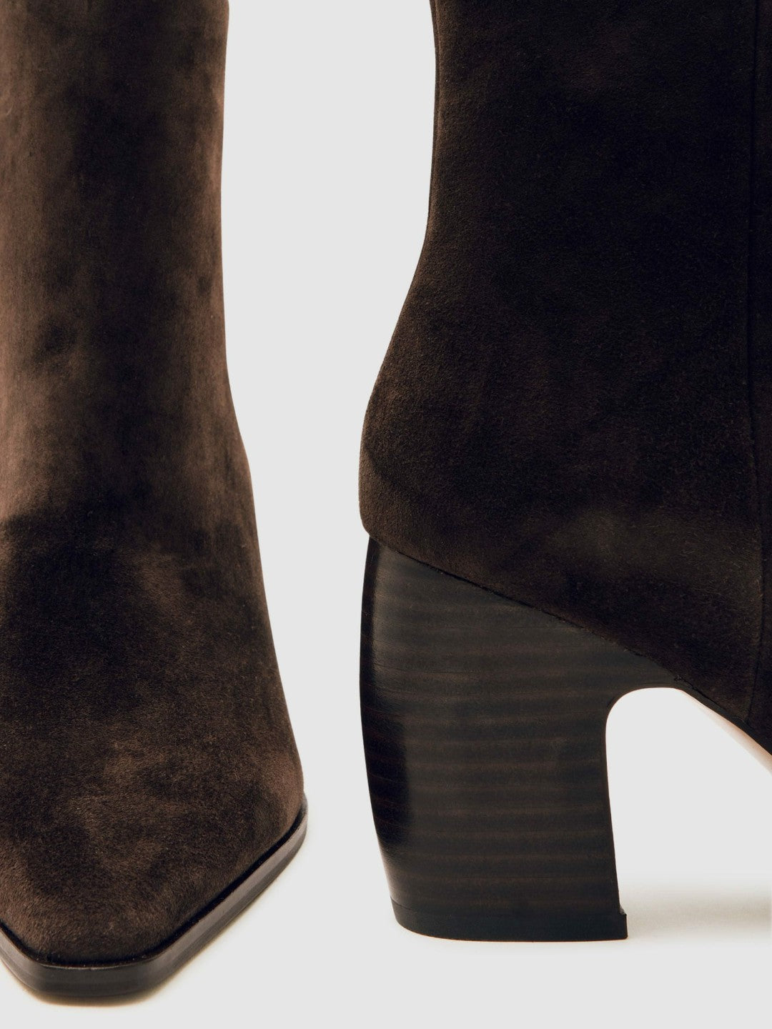 Suede Block-Heel Ankle Boots Chocolate | Women
