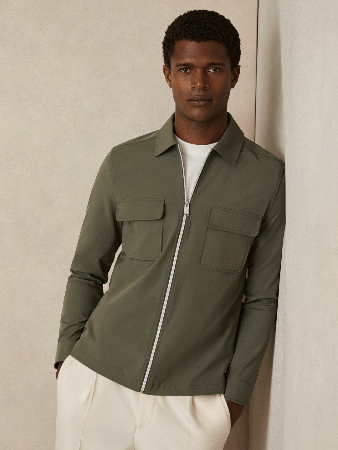 Technical Zip-Through Overshirt Green | Men