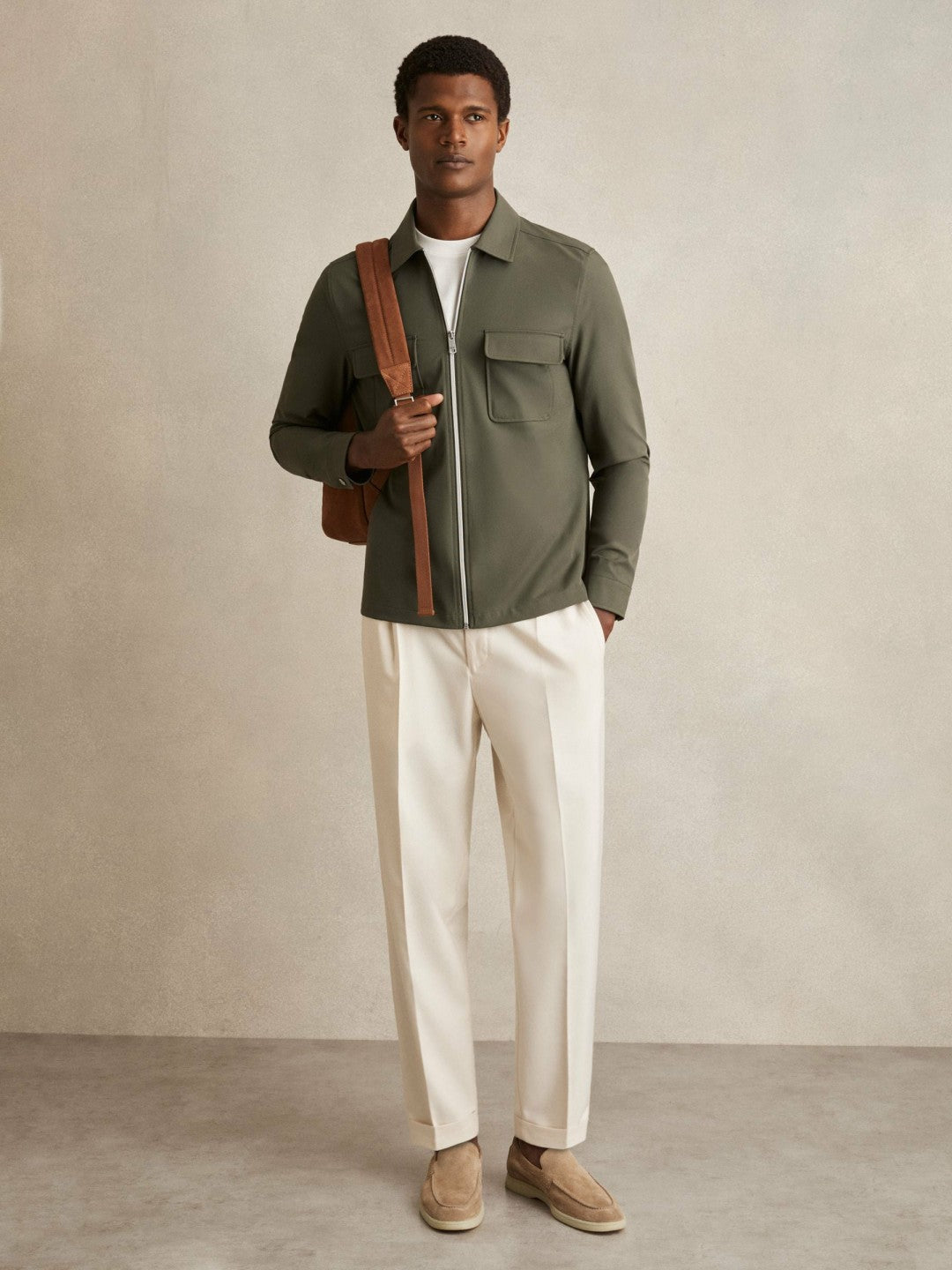 Technical Zip-Through Overshirt Green | Men