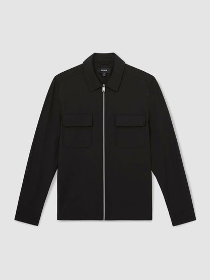 Technical Zip-Through Overshirt Black | Men