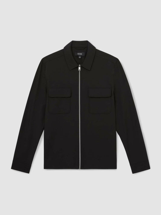 Technical Zip-Through Overshirt Black | Men