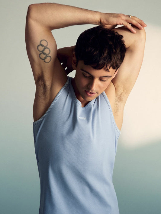 | Tom Daley Cotton Lover Vest with Stretch Soft Blue | Men