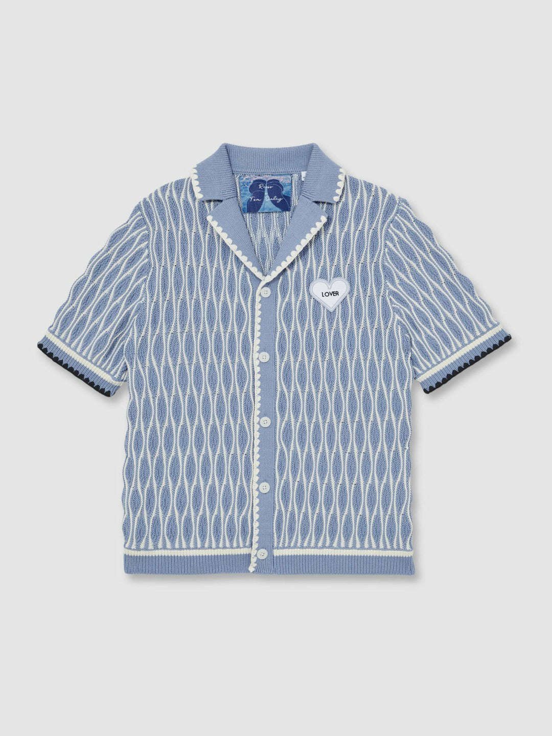 Tom Daley Wave-Knit Shirt Soft Blue/White | Men