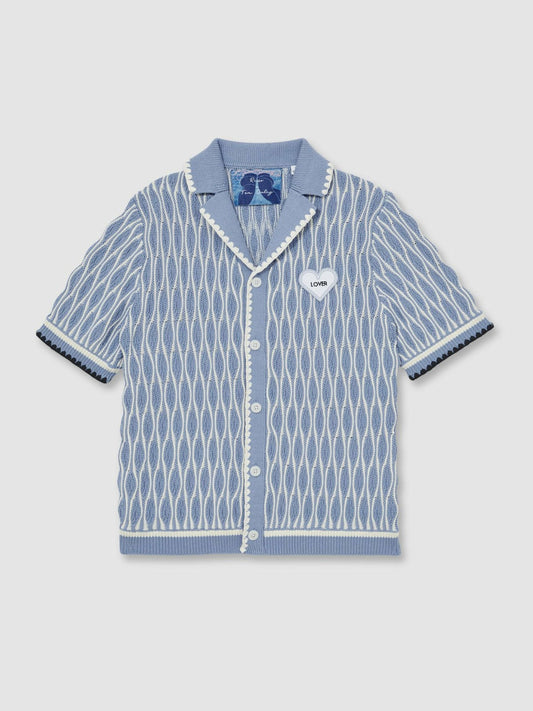 Tom Daley Wave-Knit Shirt Soft Blue/White | Men