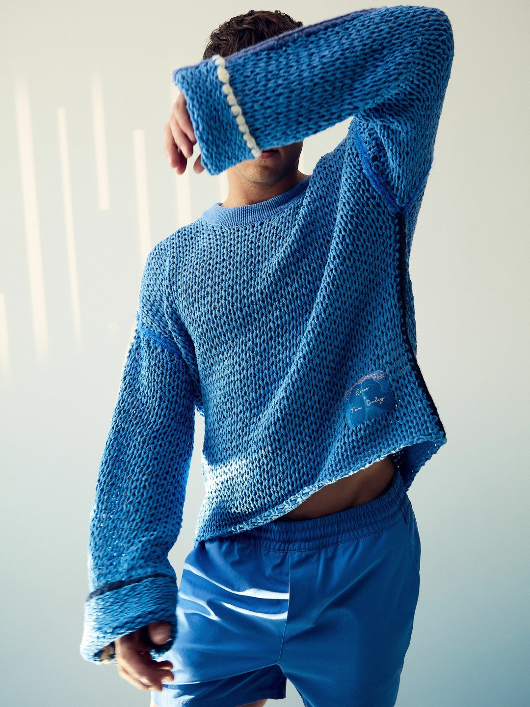 | Tom Daley Chunky Knit Jumper Soft Blue | Men