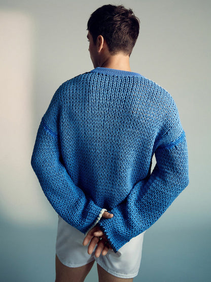| Tom Daley Chunky Knit Jumper Soft Blue | Men