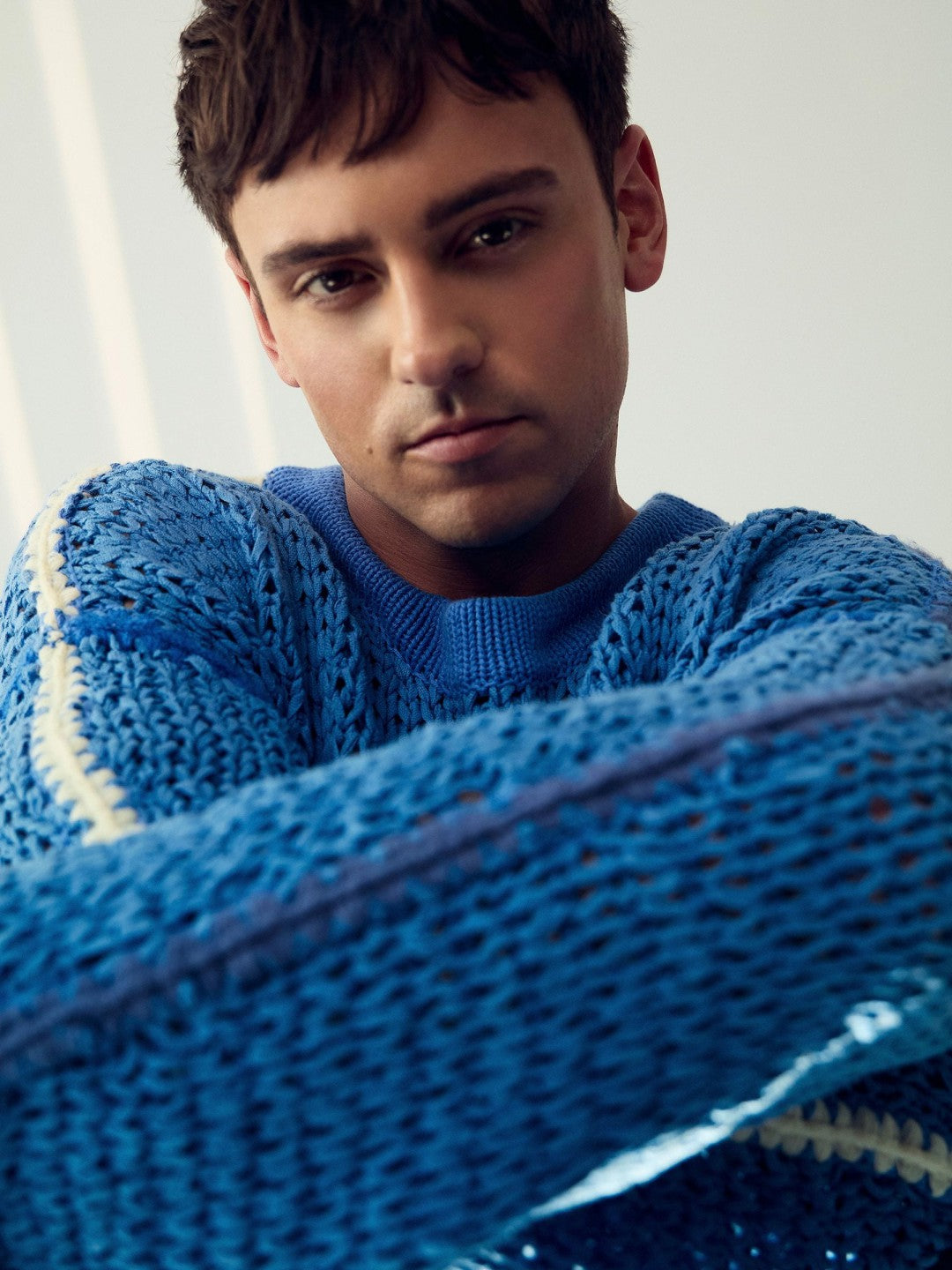 | Tom Daley Chunky Knit Jumper Soft Blue | Men
