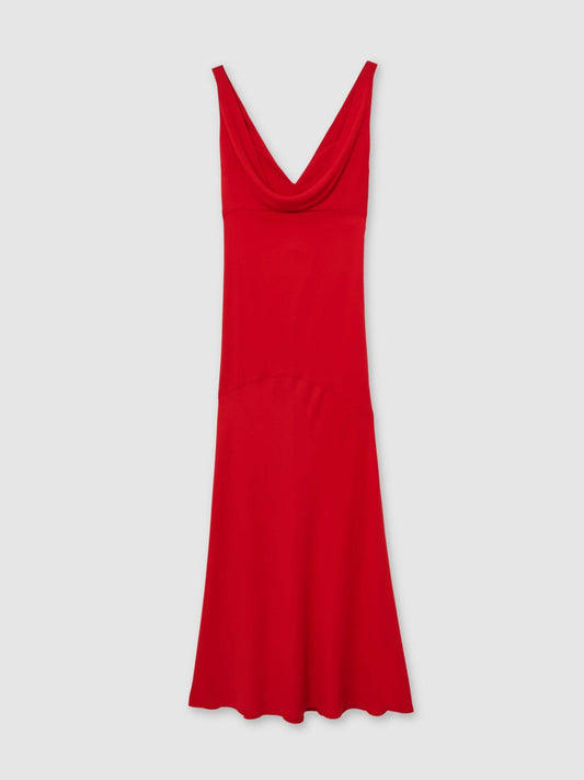Cowl-Neck Sleeveless Maxi Dress Red | Women
