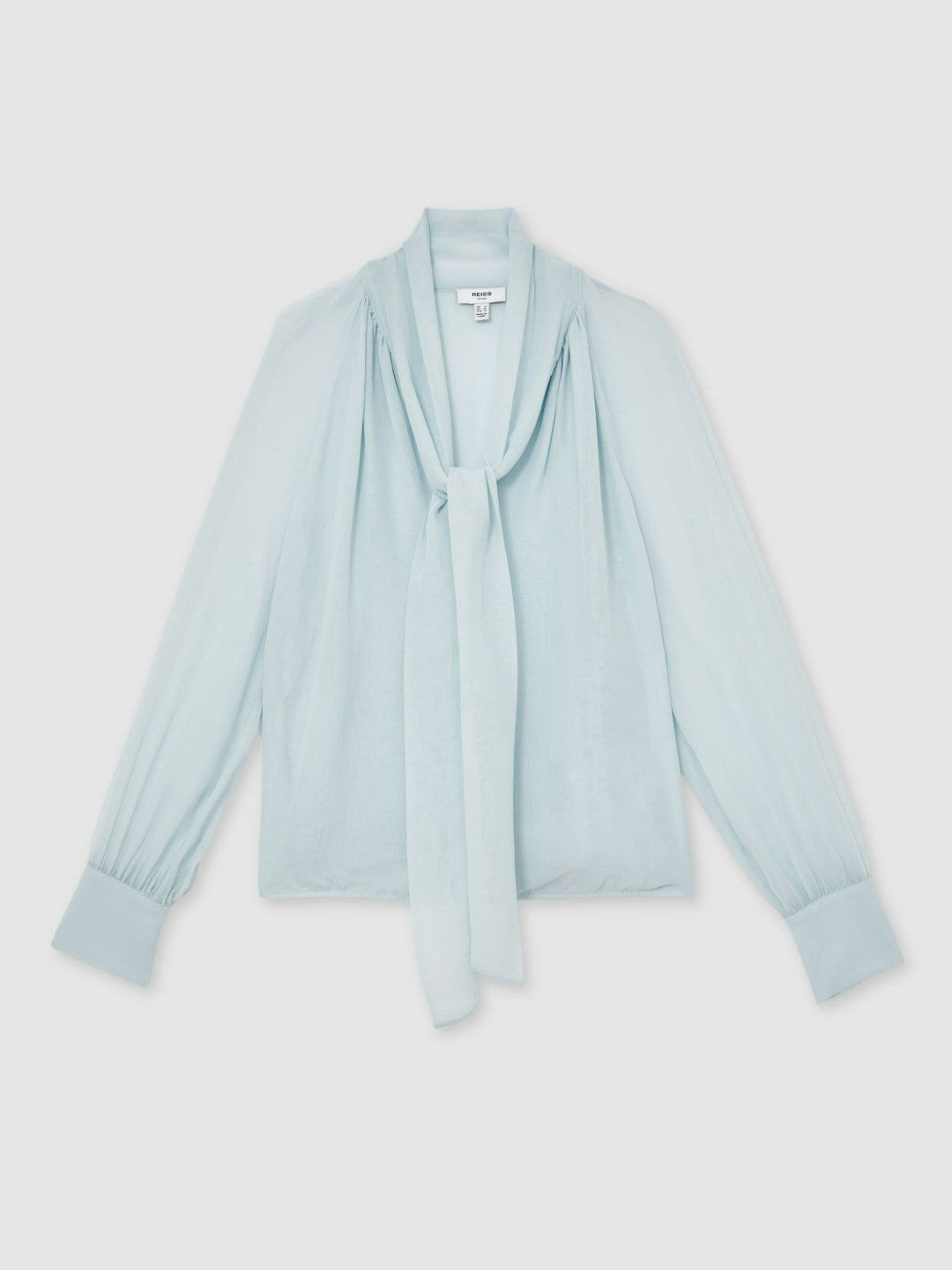 Silk Blend Chiffon Tie-Neck Blouse Pale Blue | Women