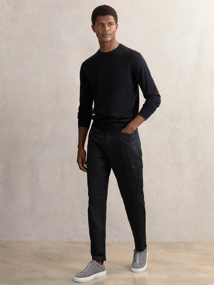 Cotton-Lyocell Cargo Trousers Navy | Men