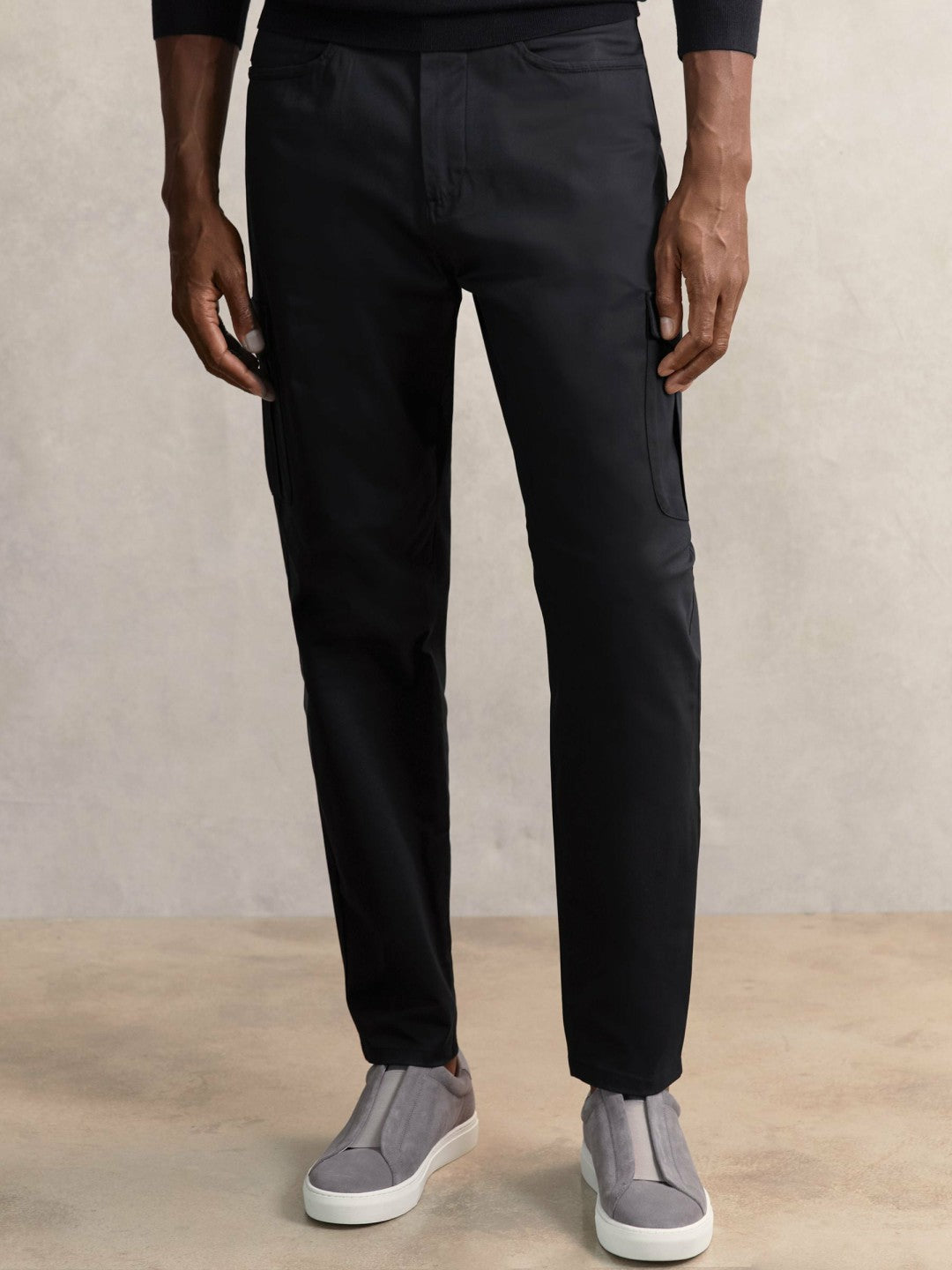 Cotton-Lyocell Cargo Trousers Navy | Men