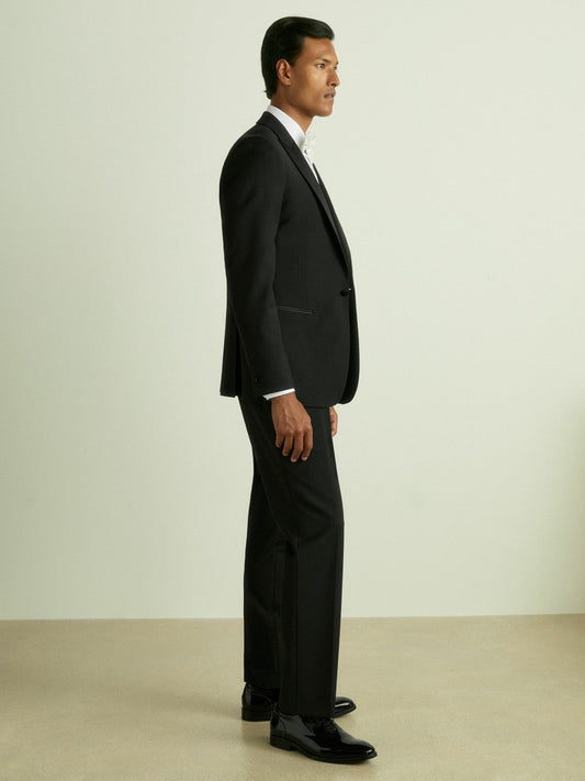 Wool-Blend Regular-Fit Tuxedo Trousers Black | Men